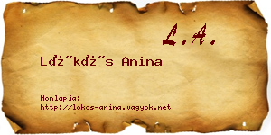 Lökös Anina névjegykártya